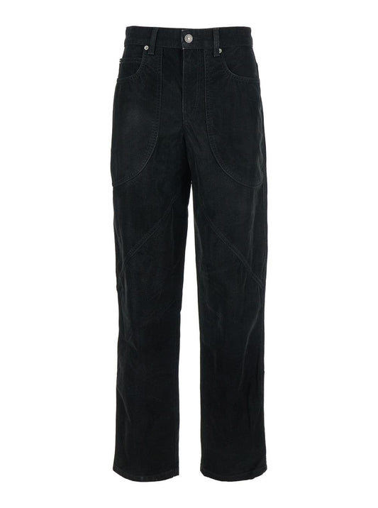 Isabel Marant Etoile Women 'Kelvina' Black Jeans With Logo Patch On The Rear And Tapered Leg In Denim Woman