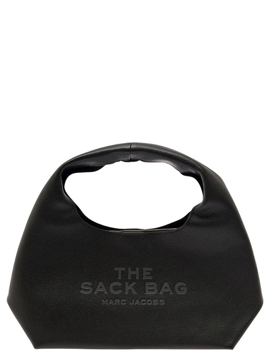 Marc Jacobs Women Shoulder Bag 'The Sack' With Logo Embossed In Black Pebbled Leather For Women