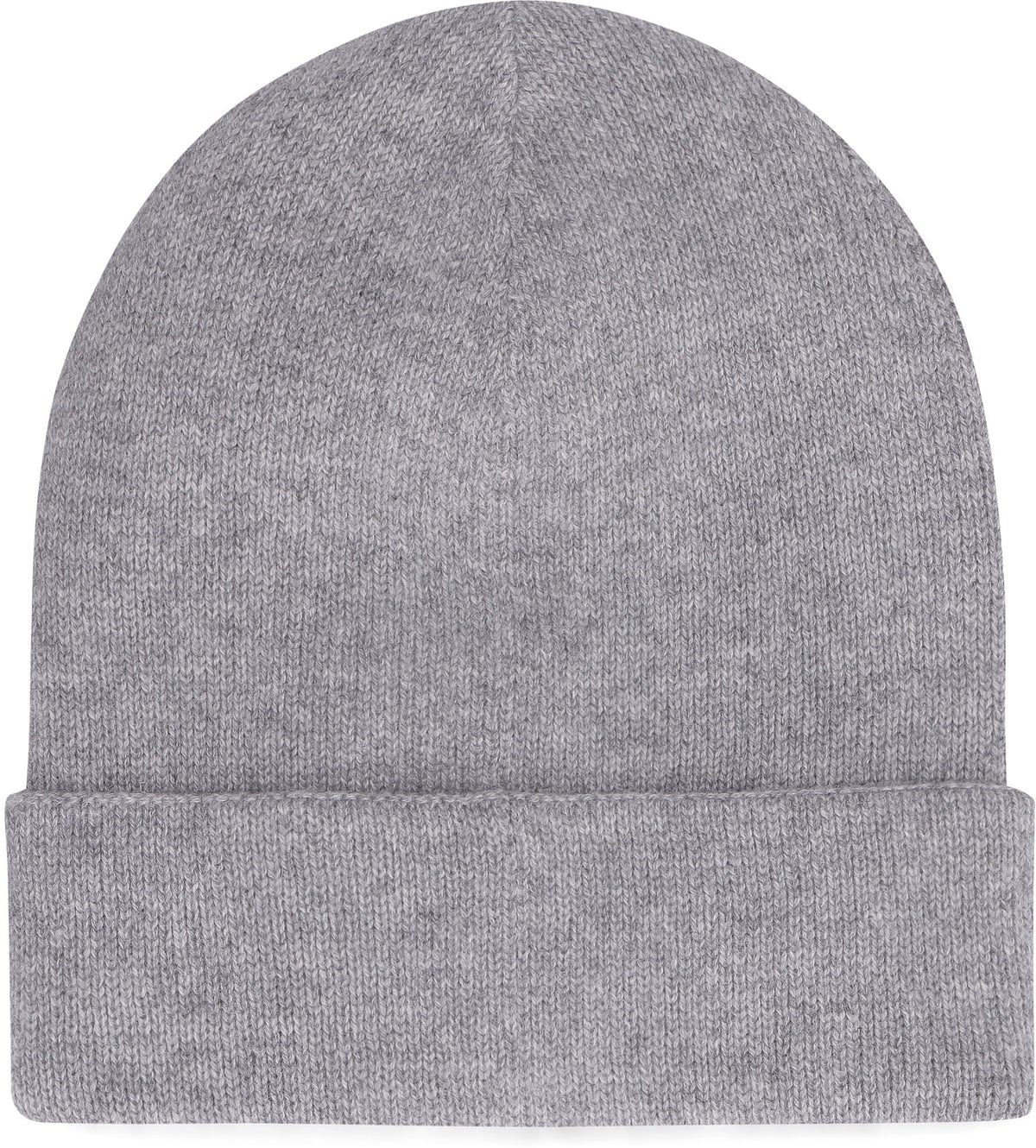 Gray knit beanie on a white background