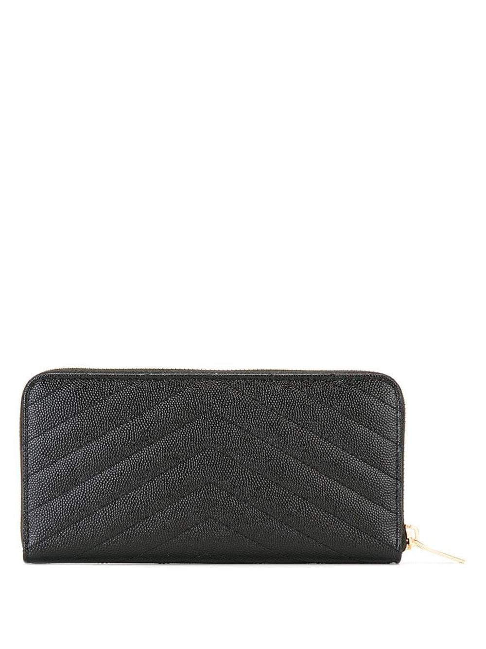 Saint Laurent Women Cassandre Matelassé Zip Around Wallet In Grain De Poudre Leather