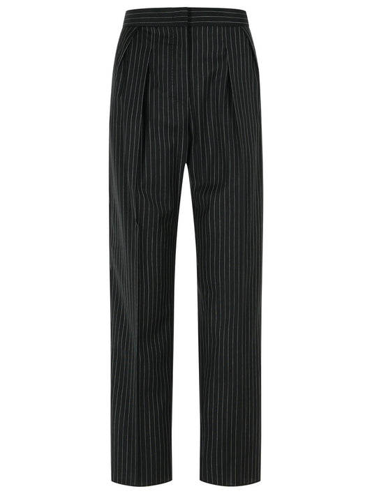 Max Mara 'Sesamo Carrot' Black Virgin Wool Tela Pants Women