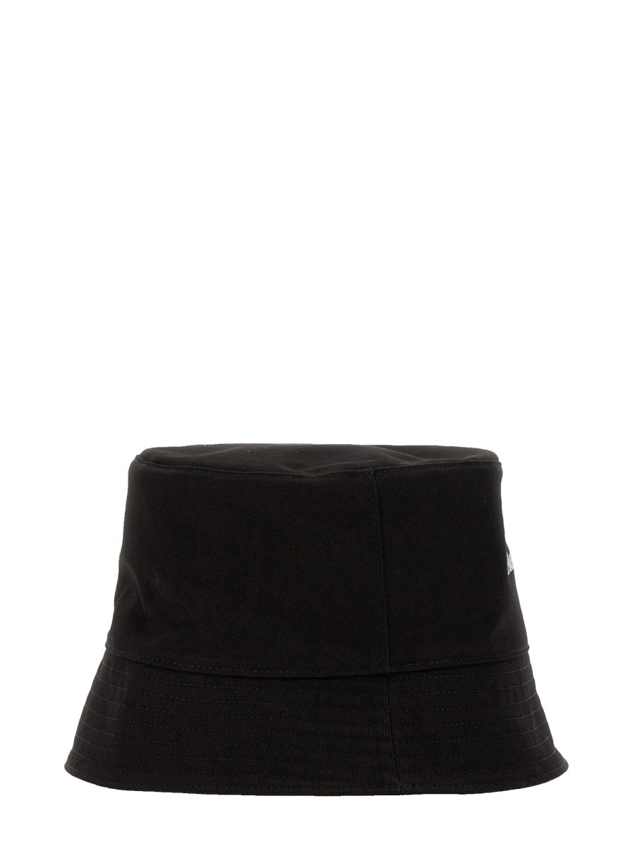 Black bucket hat on a white background