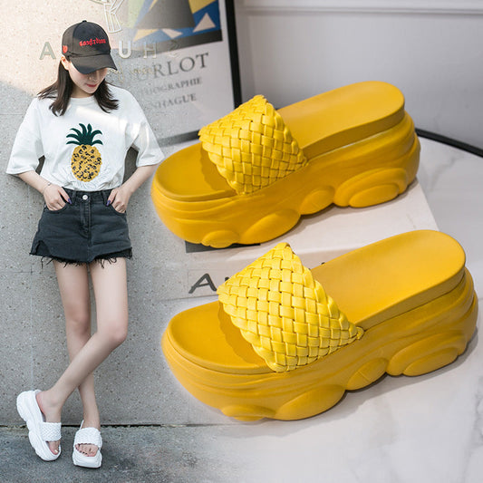 High Slippers Women Open Toe Sandals Summer Soft Slipper Indoor Outdoor Beach Shoes Comfort Platform Sandals Open Toe Leather Slippers Lightweight Flip Flops Shoes For Summer
