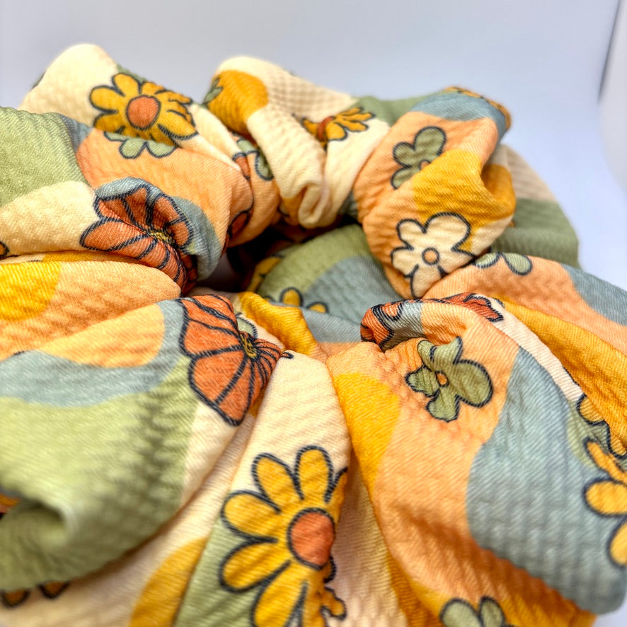 Retro Flower Summer Bullet Scrunchie