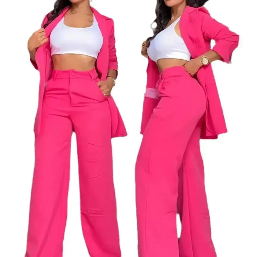 Elegant Split-Sleeve Pant Suit Set