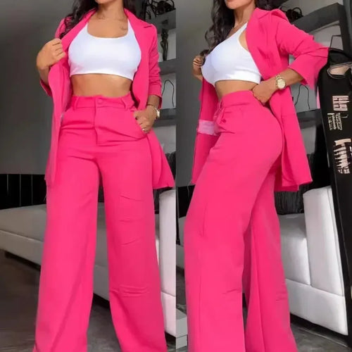 Elegant Split-Sleeve Pant Suit Set