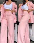 Elegant Split-Sleeve Pant Suit Set