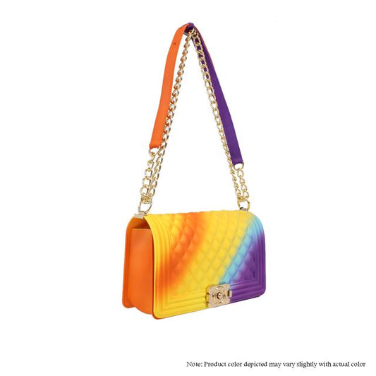 Jelly {Silicone} Shoulder Bag - Orange/Yellow/Purple