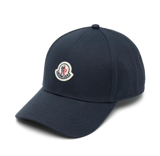 Navy blue cap with a logo on a white background