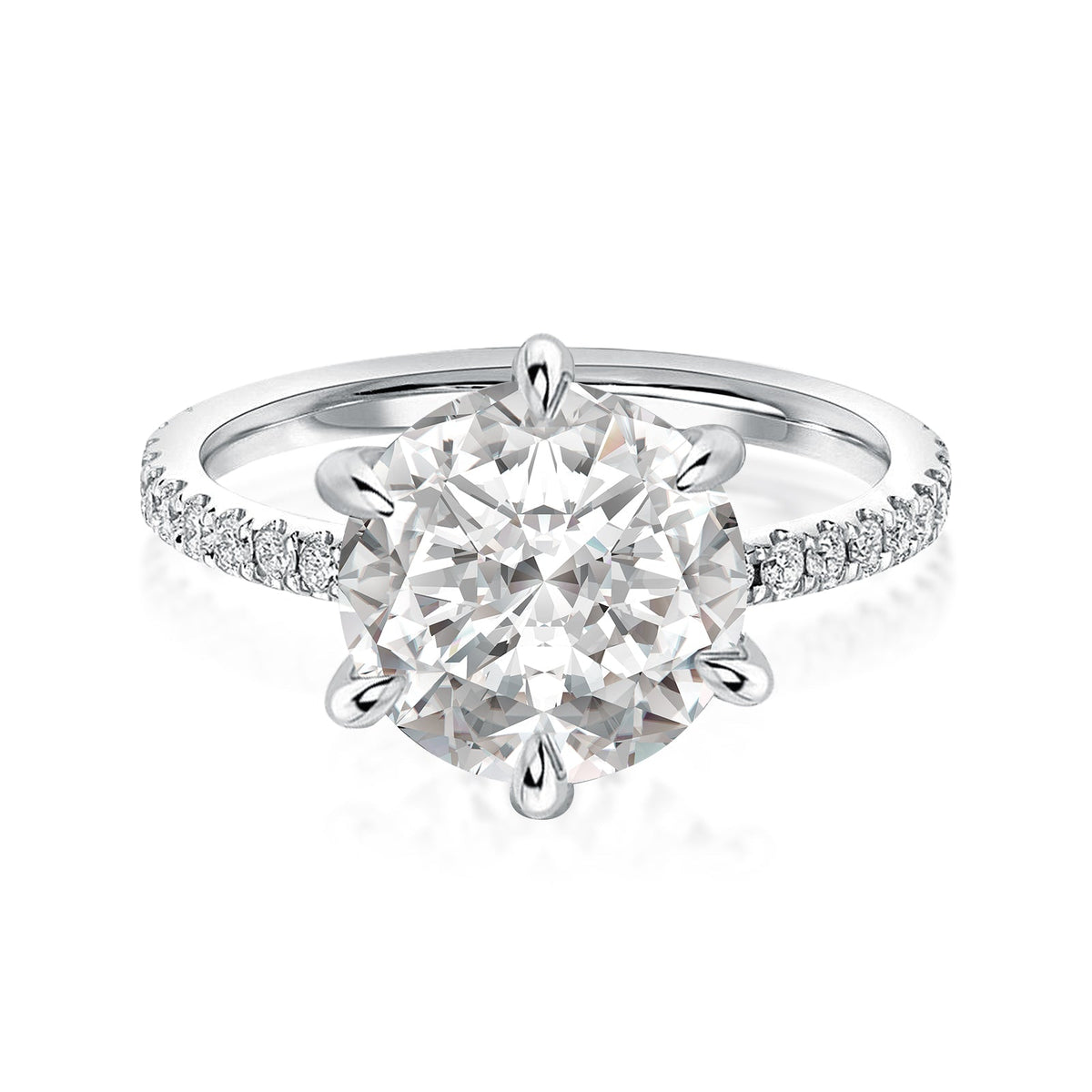 Moissanite ring with a clear gemstone on a white background. Rodiffy Moissanite 3.0 Ct Round Cut 6 Prong Promise Rings For Women