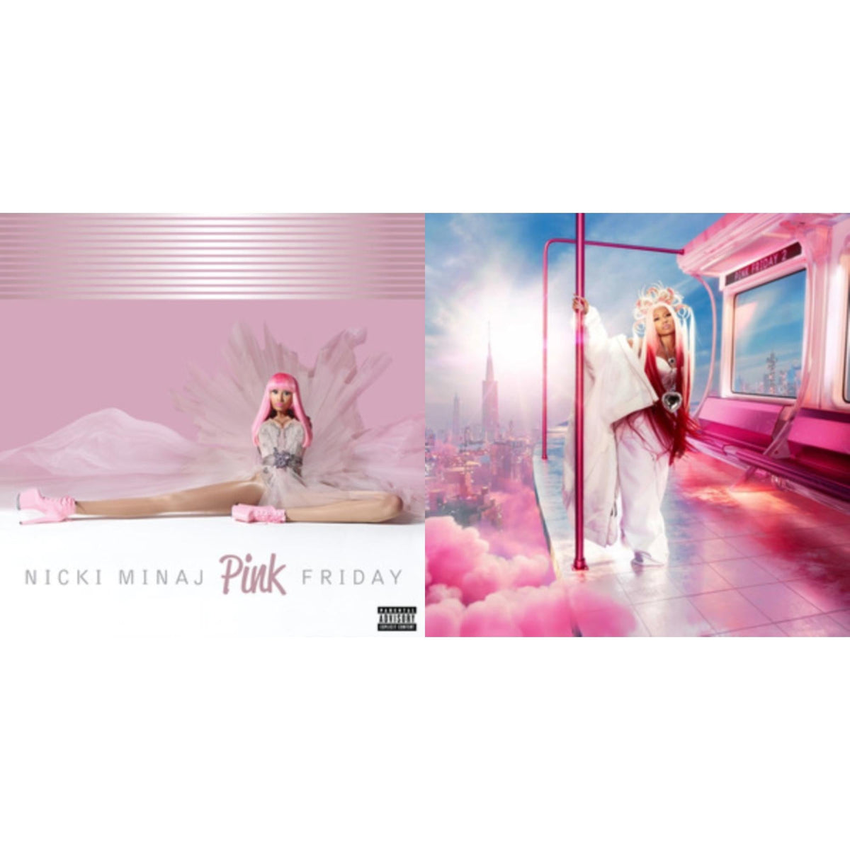 Nicki Minaj Pink Friday 2 (X) and Pink Friday 2-CD bundle featuring album cover art for the pop rap and speedcore music collection.