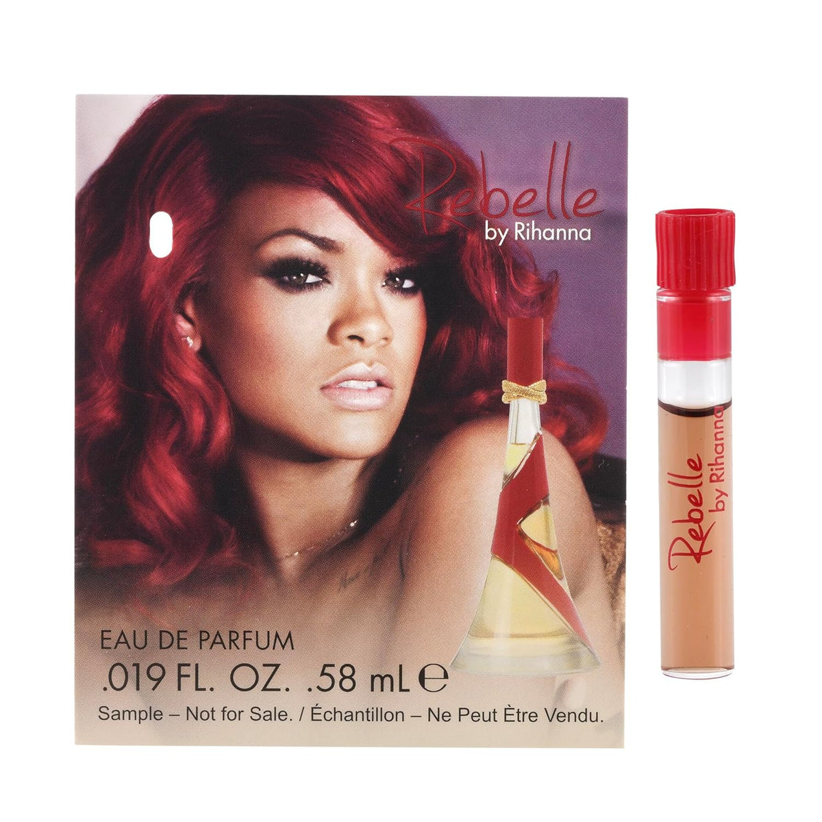 Craft a high-converting SEO alt text for a set of Rihanna perfume samples that highlights the product variety, the "try-before-you-buy" benefit, and the brand names to capture relevant search traffic. Focus on descriptive keywords like "luxury fragrance discovery set," "Rihanna perfume sample vials," and "travel-size perfume gift set" to improve accessibility and image search visibility.