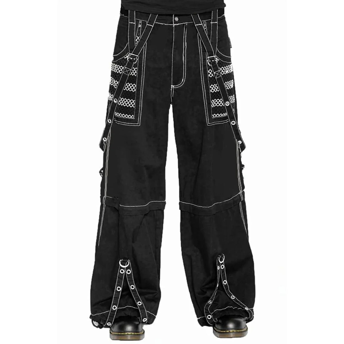 Women Fall Winter Cargo Jeans Striped Zipper Button Closure Loose Casual Trousers Streetwear with Pockets