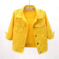 Yellow denim jacket on a white background