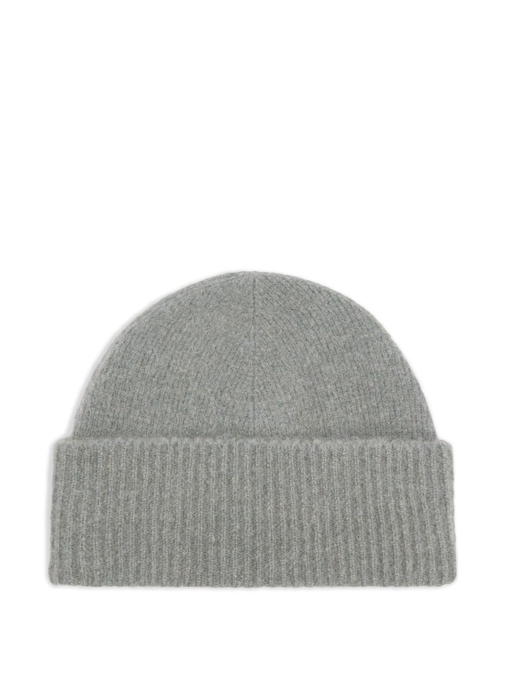 Gray knit beanie on a white background