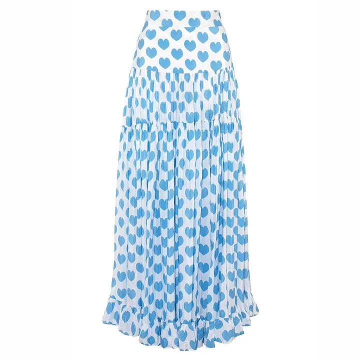 Vacation Heart Shape Sundress & Swimsuit 1 Piece 2 Pieces 3 Pieces Swimwear Sets white skirt with light blue polka dots