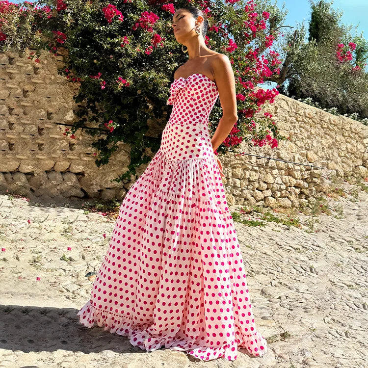 Vacation Heart Shape Sundress & Swimsuit 1 Piece 2 Pieces 3 Pieces Swimwear Sets white dress with polka dots