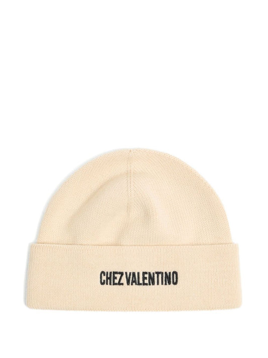VALENTINO GARAVANI Ribbed Knit Beanie with Turn Up Brim