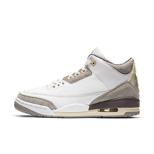 White and beige Air Jordan 3 Retro 'A Ma Maniére' sneaker on a white background