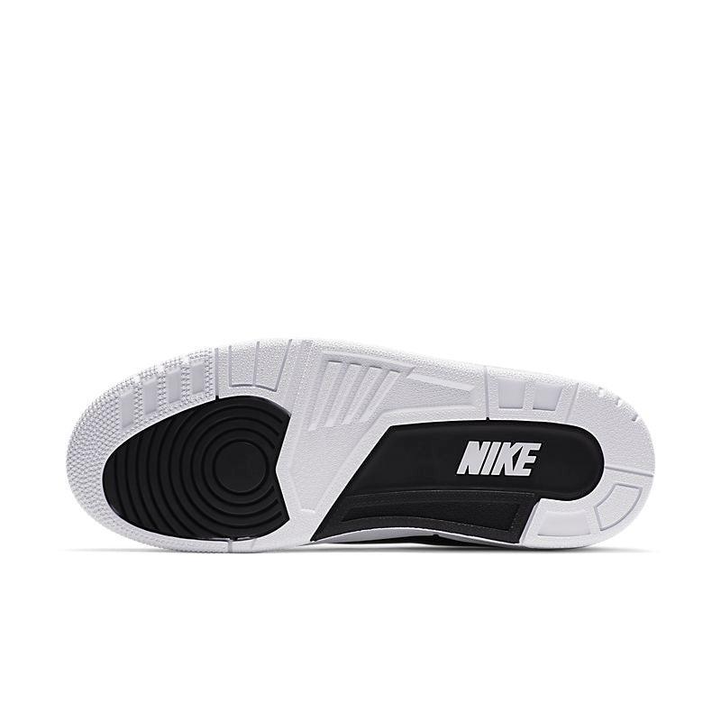 Nike shoe sole with black and white design on a white background. Air Jordan 3 Retro 'Fragment'