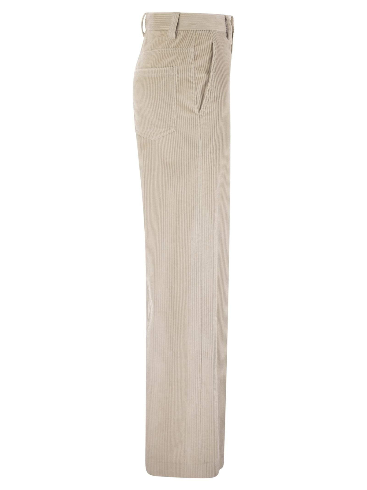 Brunello Cucinelli Women Fluid Corduroy Sartorial Track Trousers With Jewellery