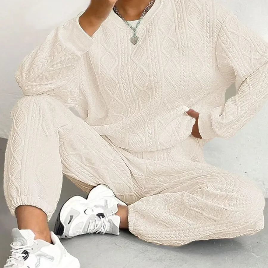 Diamond Luxe Lounge Two-Piece Set beige set