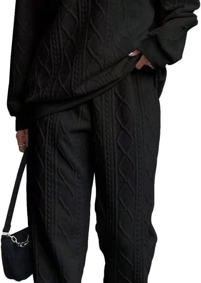 Diamond Luxe Lounge Two-Piece Set in black