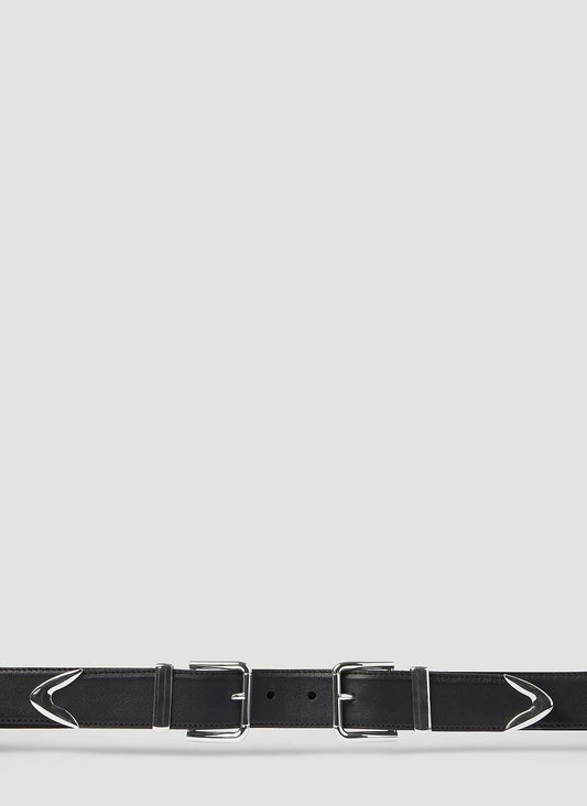 Dolce & Gabbana Men Double Buckle Leather Belt