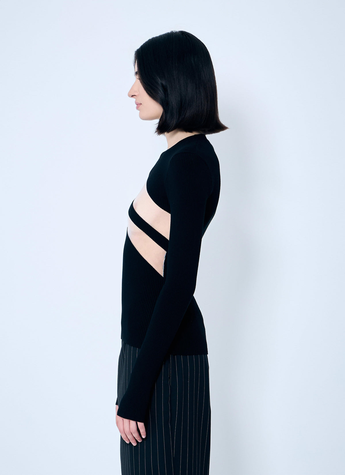 Jean Paul Gaultier Women Rib Sweater With Transparent Panels