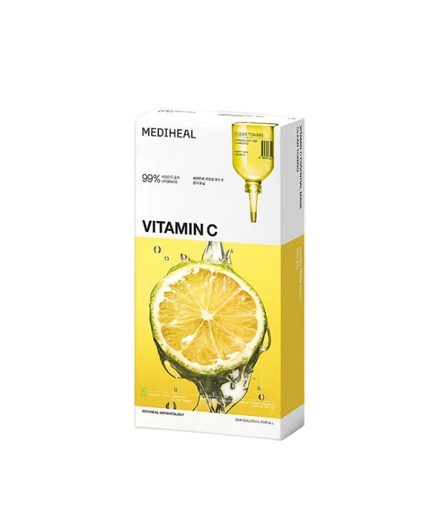 Mediheal Vitamin C skincare product packaging with lemon illustration on a white background