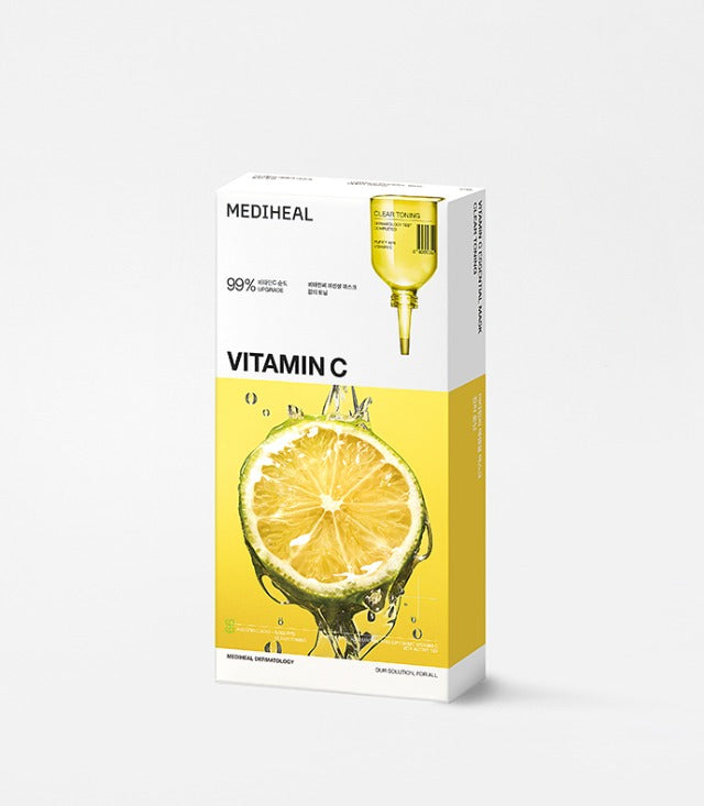Mediheal Vitamin C skincare product packaging with lemon illustration on a white background