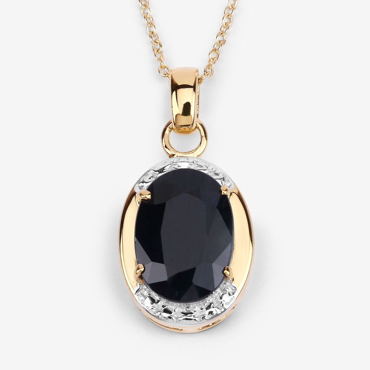 7.50 Carat Genuine Black Sapphire .925 Sterling Silver Pendant