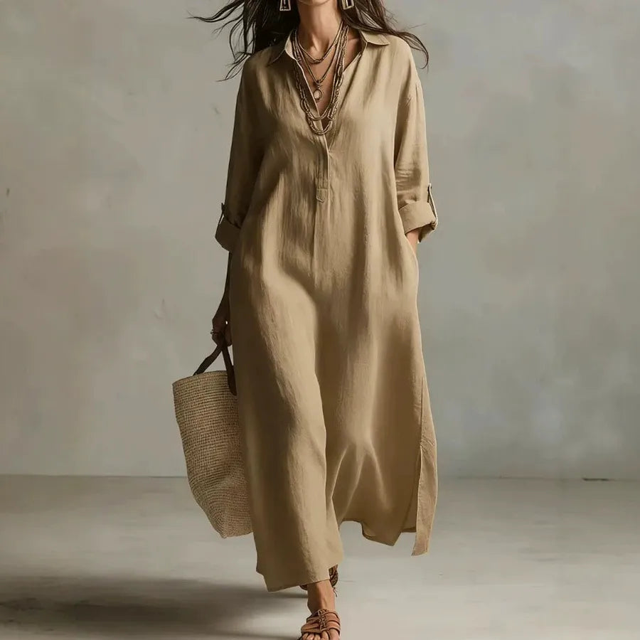 beige cream light brown colored dress