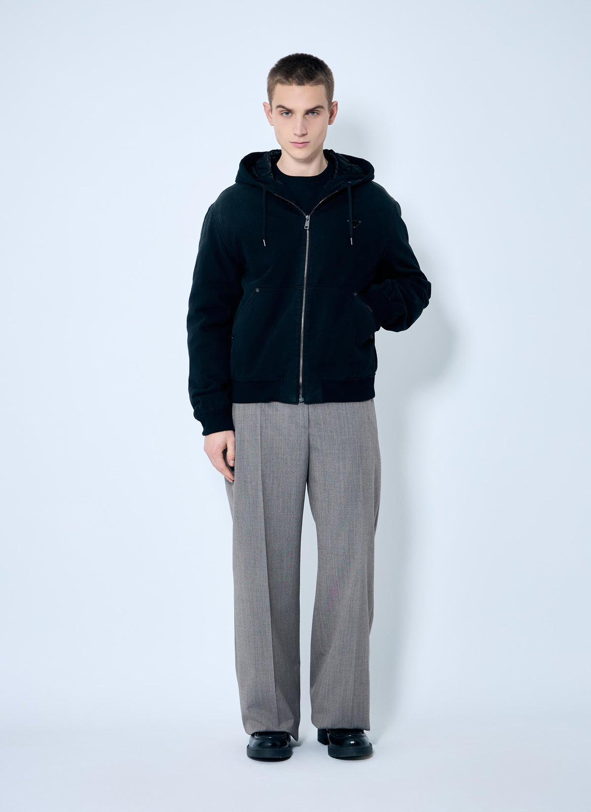 Prada Men Belted Tailored Wool-Blend Pants