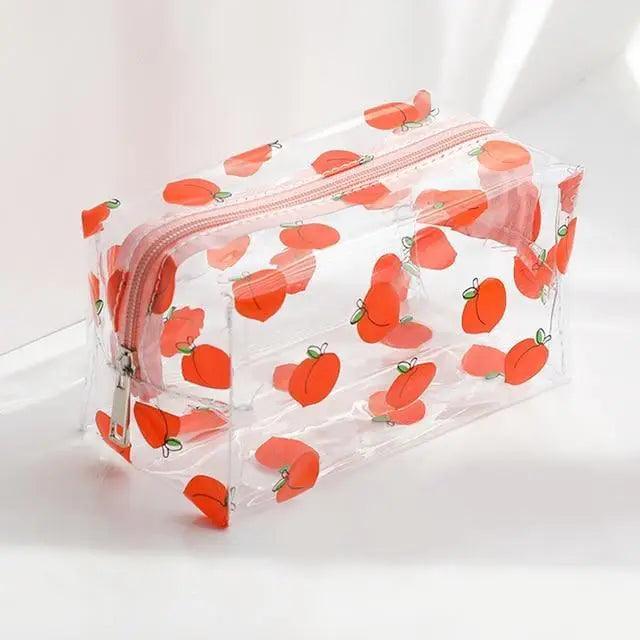 Transparent Flower Print Pencil Case For Students Classic Stationery Case Large Capacity Pencil Bag