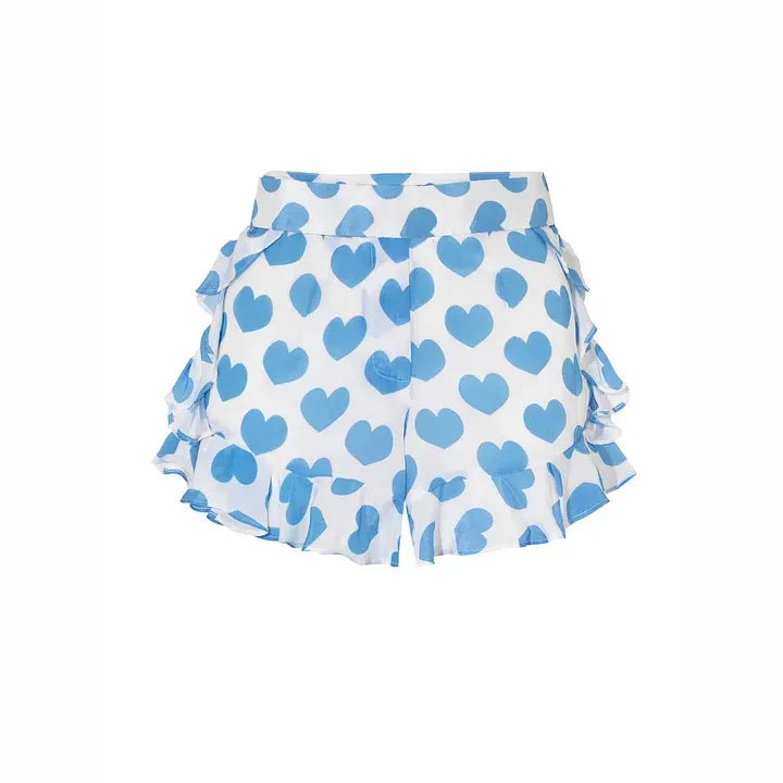white shorts with light blue hearts pattern