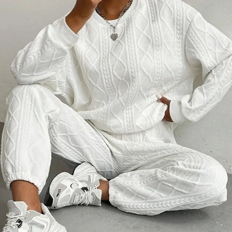 Diamond Luxe Lounge Two-Piece Set white color